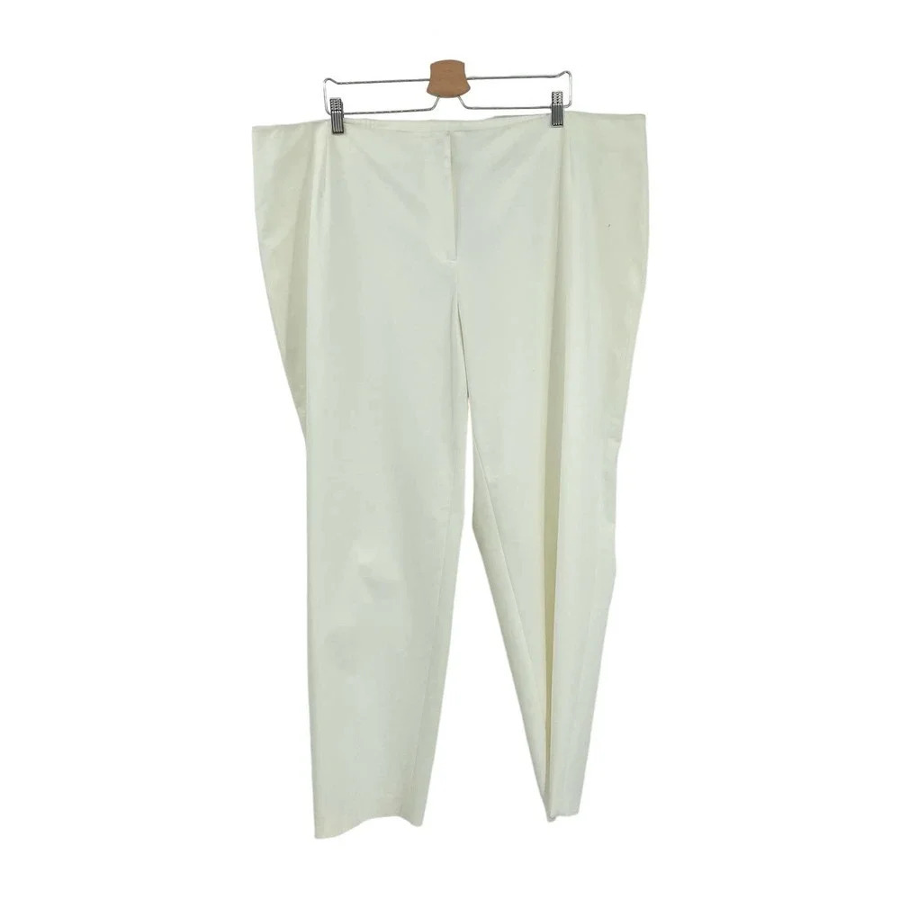 Lafayette 148 New York Manhattan Cropped Pants White Plus Size 24W - Picture 2 of 13